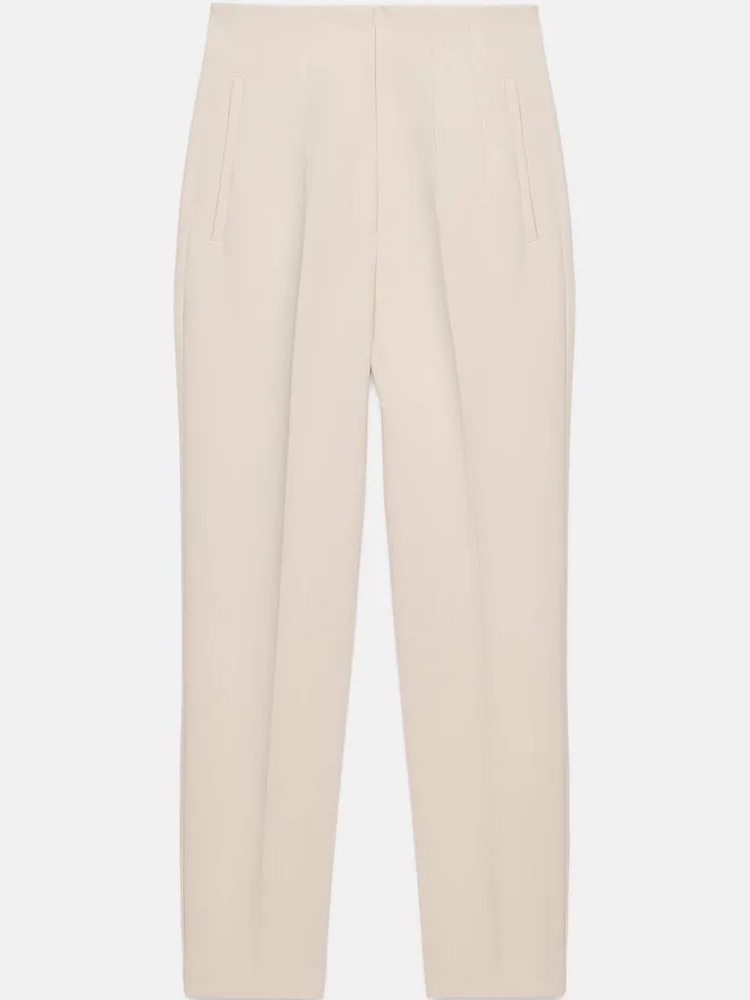 Zara High-Waist Tailored Pants In Light Taupe